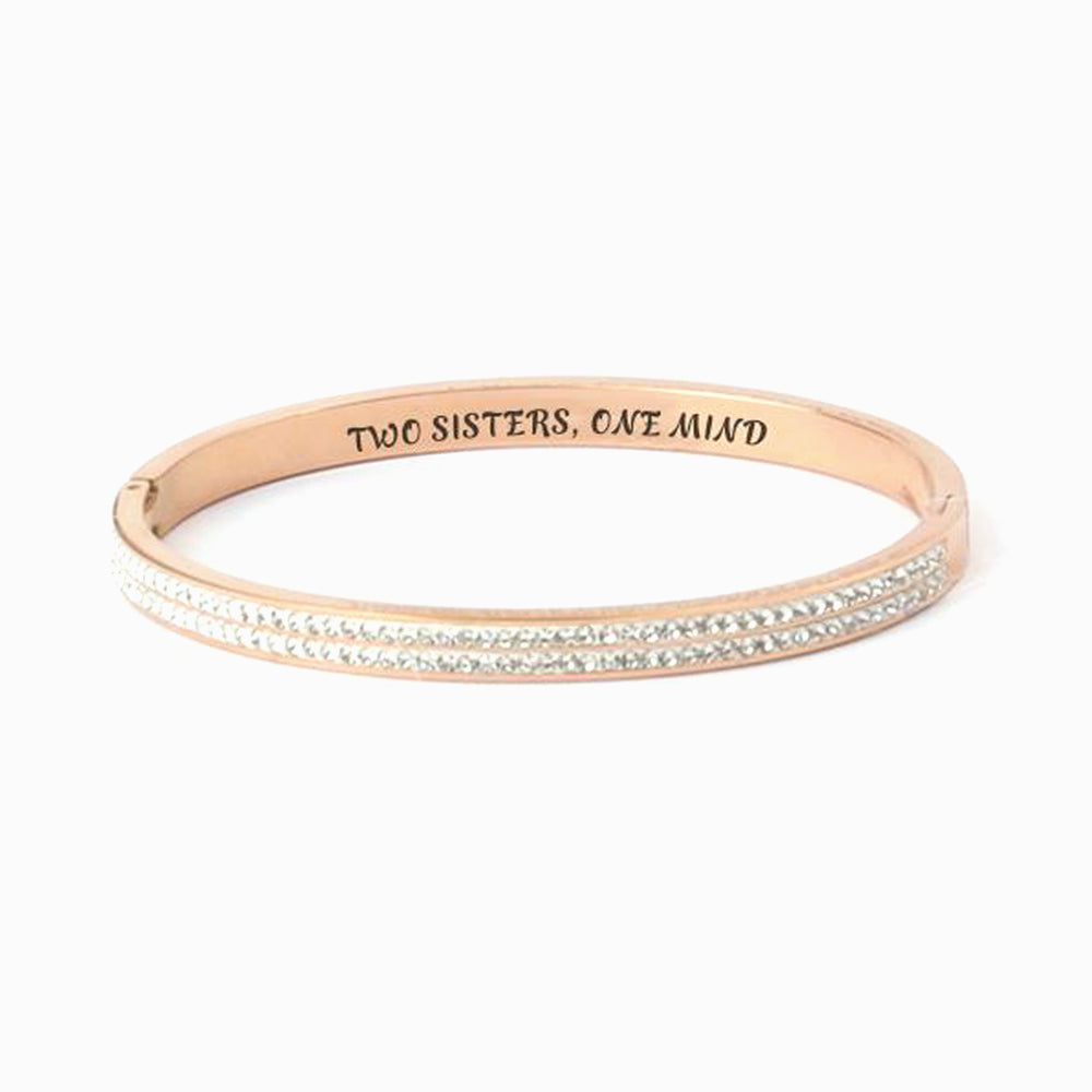 To My Sister "Two sisters, one mind" Full Diamond Bracelet