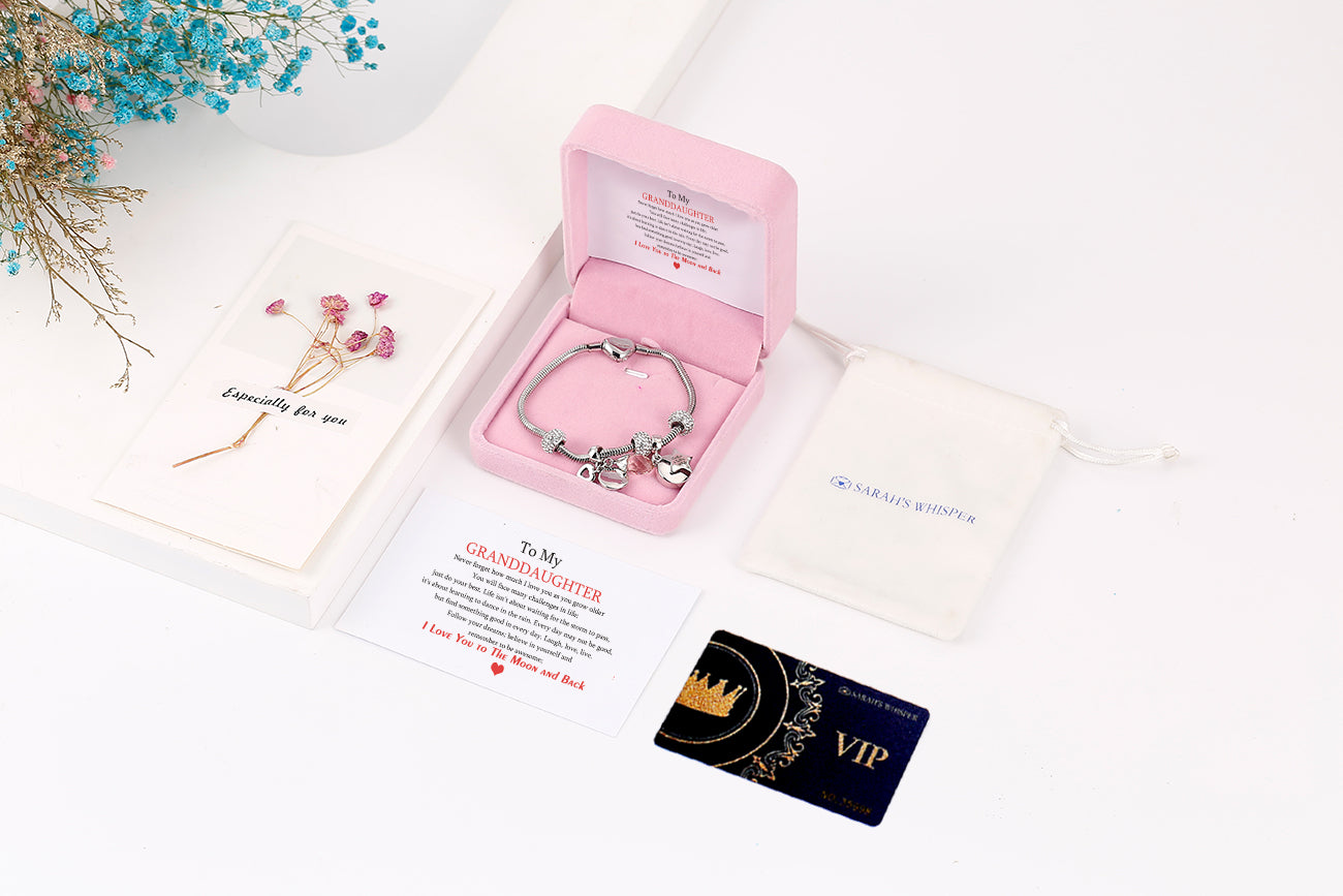 [Custom Name] To My GRANDDAUGHTER"I love you to the moon and back" Bracelet [💞Bracelet +💌 Gift Card - SARAH'S WHISPER