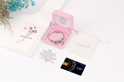 [Custom Name] To My GRANDDAUGHTER"I love you to the moon and back" Bracelet [💞Bracelet +💌 Gift Card - SARAH'S WHISPER