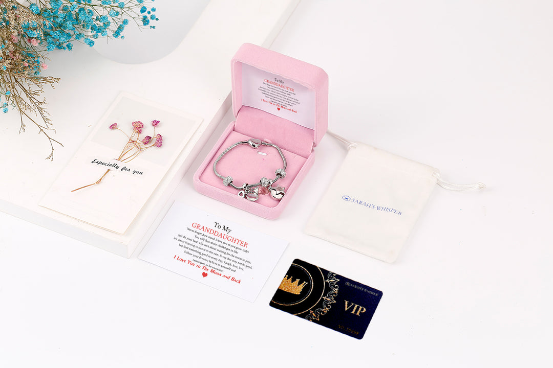 [Optional Address And Custom Name] To My GRANDDAUGHTER"[GRANDMA] LOVES YOU" Bracelet [💞Bracelet +💌 Gift Card + 🎁 Gift Box + 💐 Gift Bouquet] - SARAH'S WHISPER
