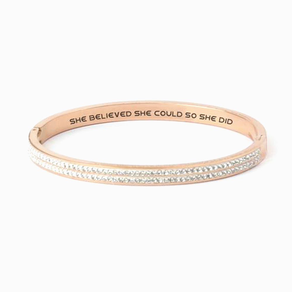 "SHE BELIEVED SHE COULD SO SHE DID" Full Diamond Bracelet