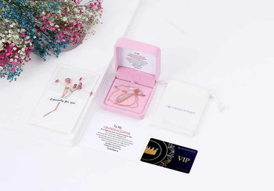 [Optional Address] To My GRANDDAUGHTER "[Grandma] Loves You" Diamond Necklace [💞 Necklace +💌 Gift Card + 🎁 Gift Box + 💐 Gift Bouquet] - SARAH'S WHISPER