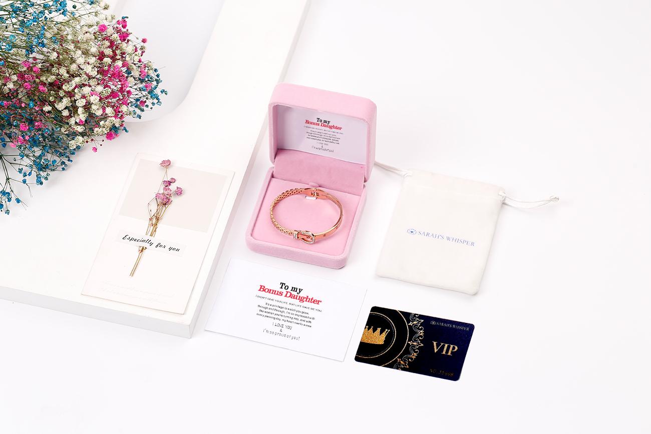 To my Bonus Daughter "Bonus Daughter I may not have given you the gift of life. But life gave me the gift of you" Belt Bracelet [💞 Bracelet +💌 Gift Card + 🎁 Gift Bag + 💐 Gift Bouquet] - SARAH'S WHISPER