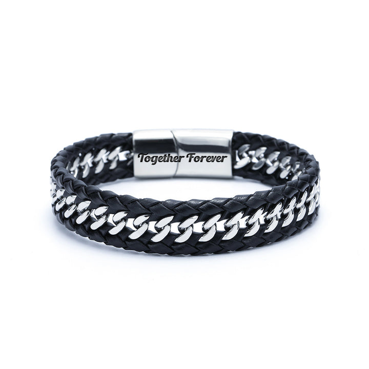 Men's Leather Bracelet with Weave Design - "I chose you today and I will choose you every day" message