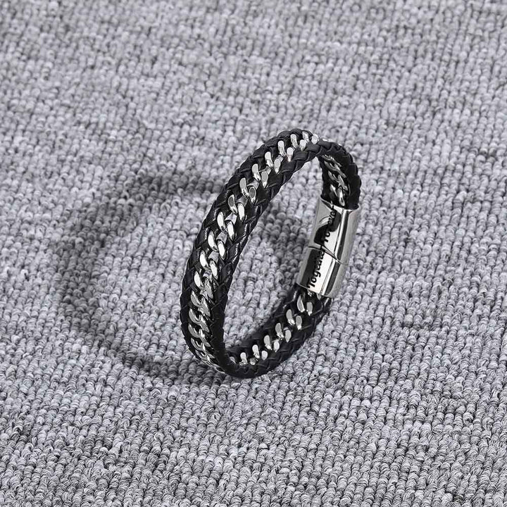 Men's Leather Bracelet with Weave Design - "I chose you today and I will choose you every day" message