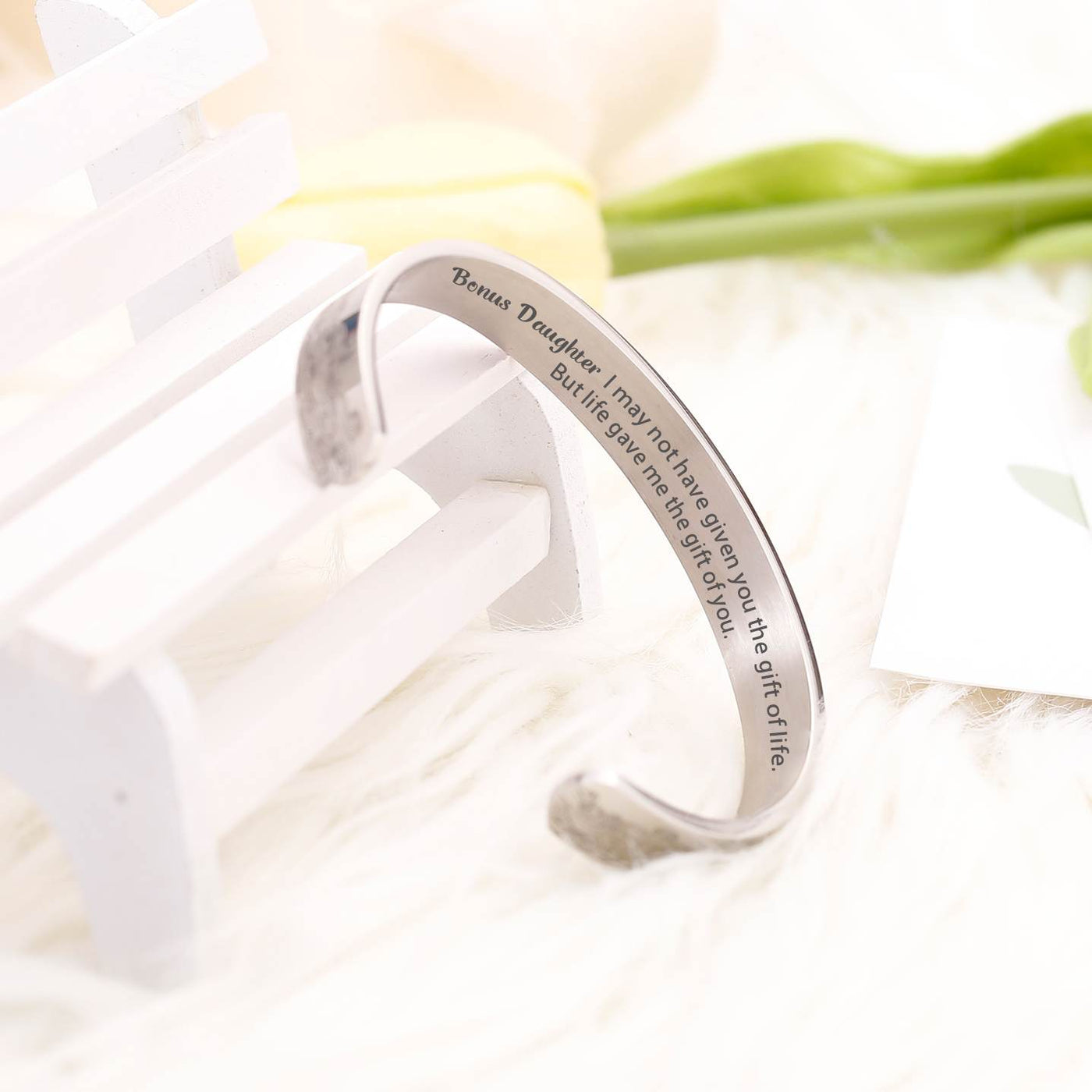 To my Bonus Daughter "BONUS DAUGHTER, I MAY NOT HAVE GIVEN YOU THE GIFT OF LIFE. BUT LIFE GAVE ME THE GIFT OF YOU" Bracelet - SARAH'S WHISPER