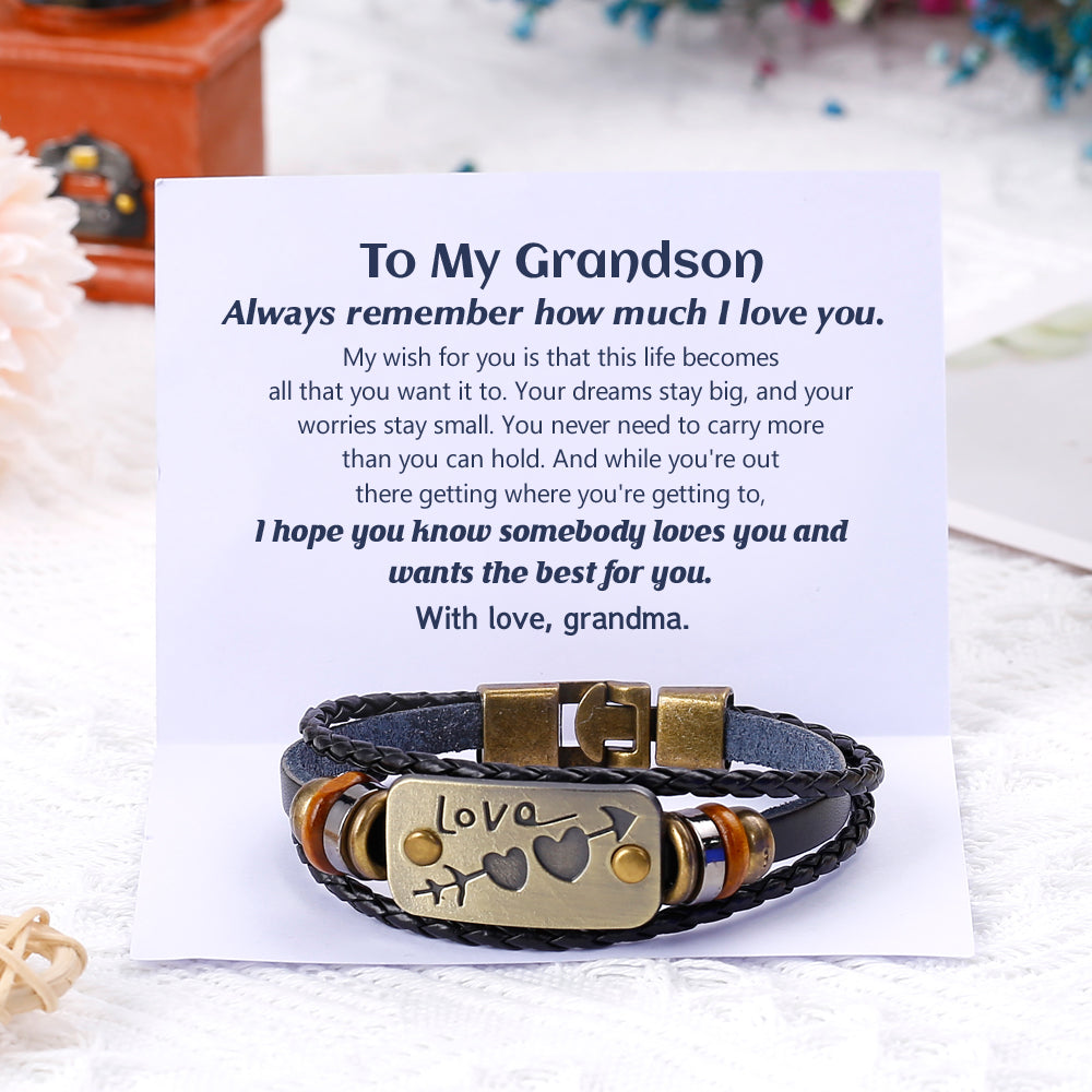 To My Grandson "I love you" Beads Bracelet