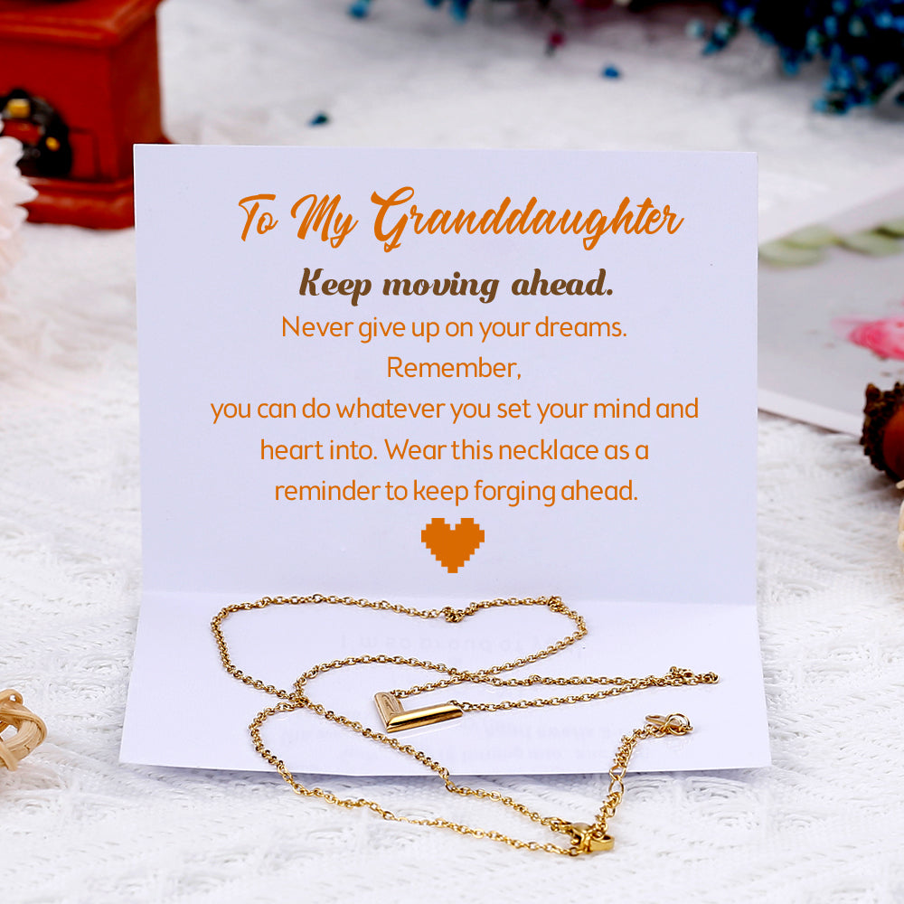 To My Granddaughter "Keep moving ahead" Arrow Necklace