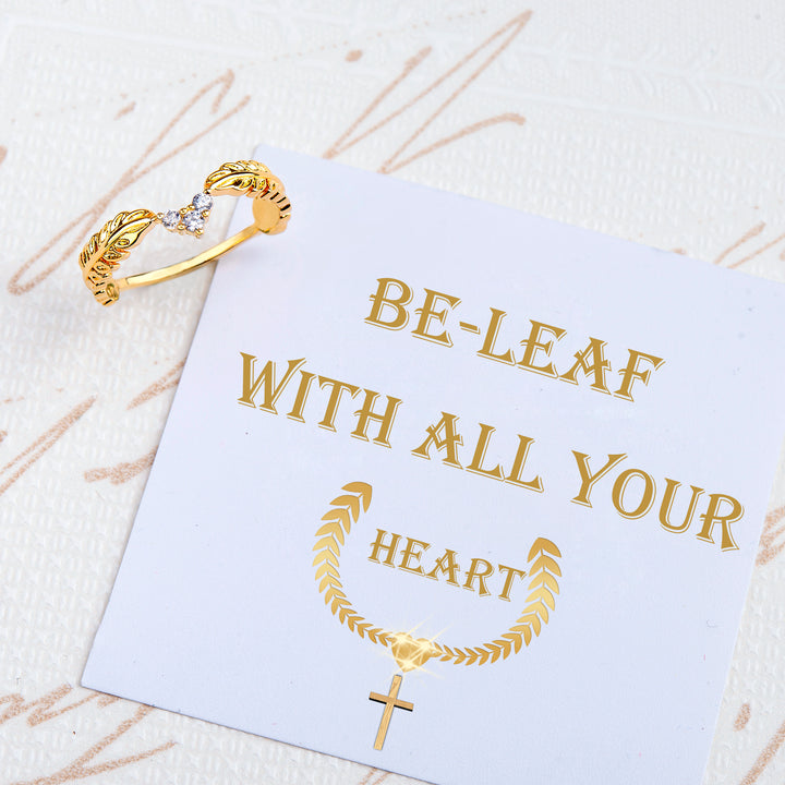 ''Be-leaf in your heart'' Ring