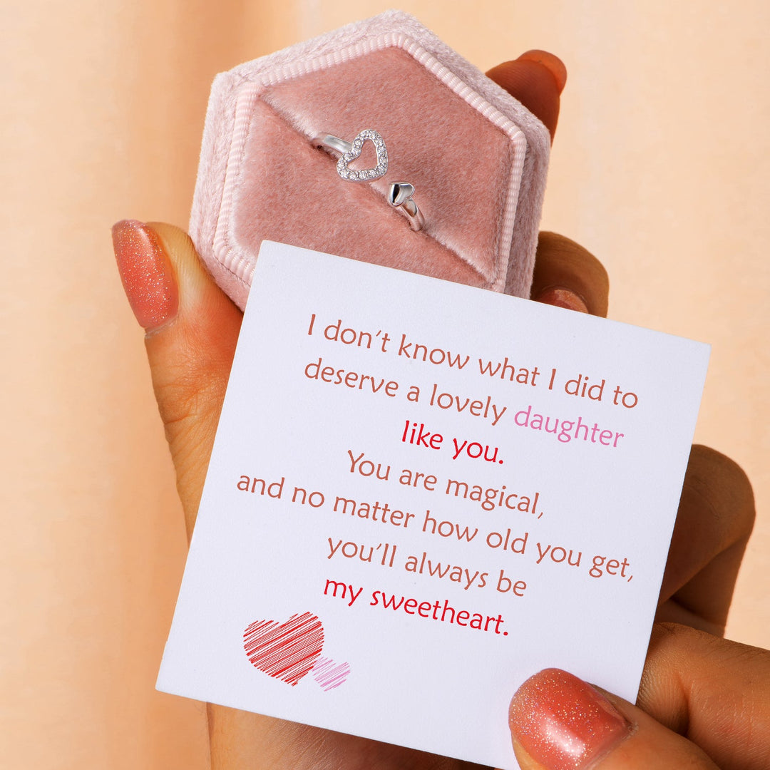 To My Daughter "You’ll always be my sweetheart" Double Heart Ring