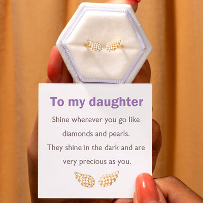 "To my daughter, shine wherever you go like diamonds and pearls. They shine in the dark and are very precious as you." Adjustable Ring