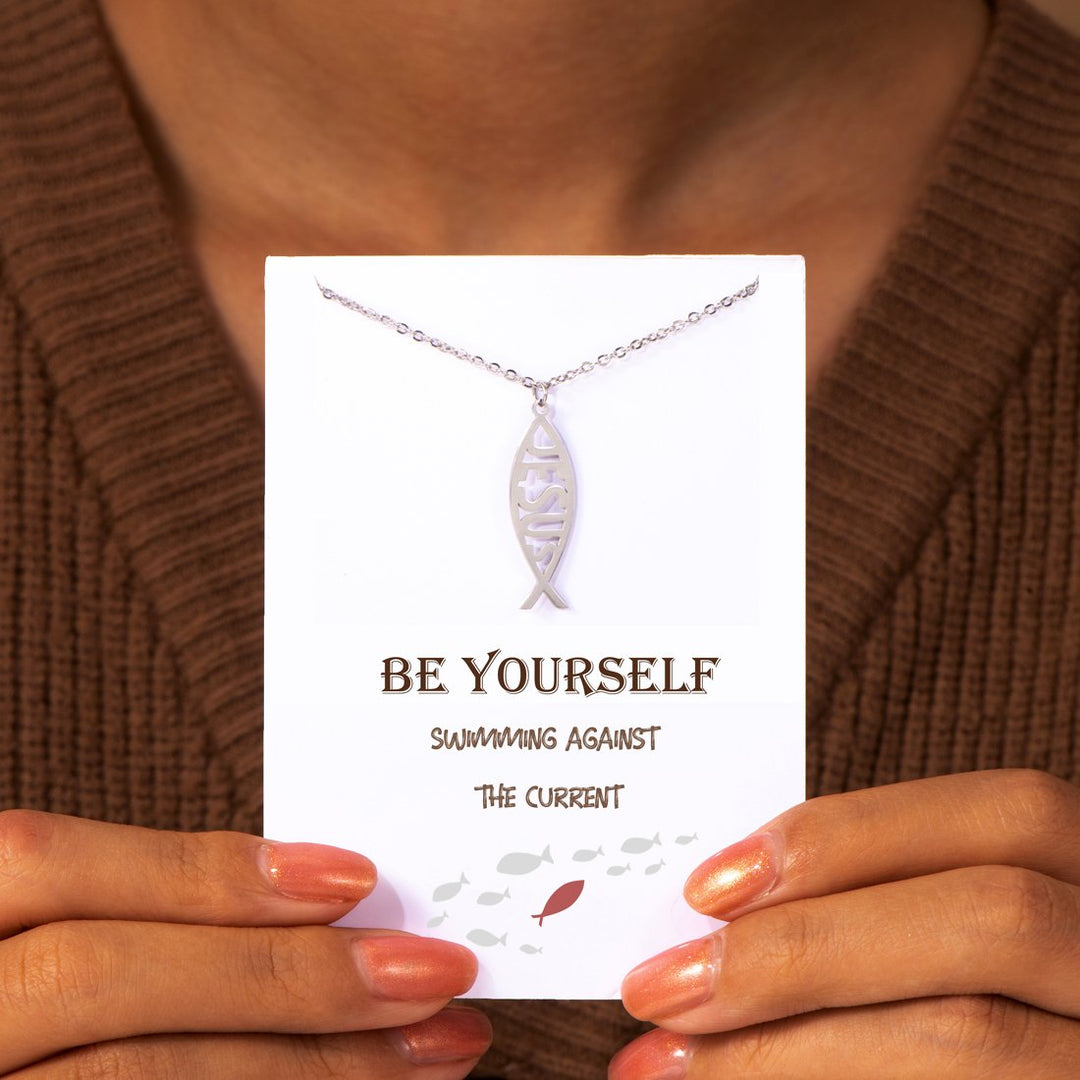 "Be yourself swimming against the current" Necklace