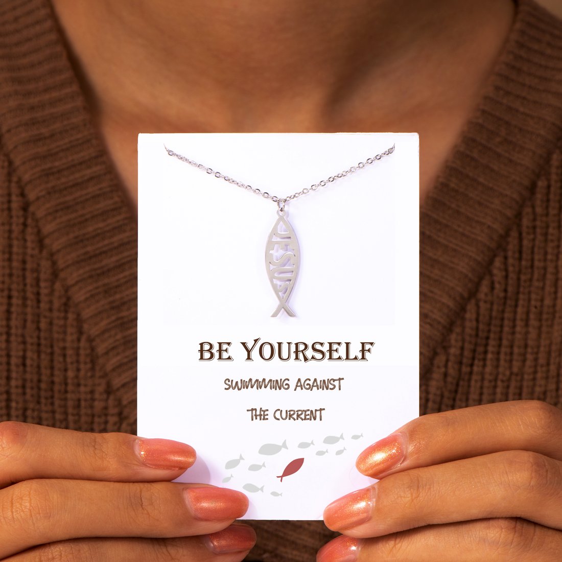 "Be yourself swimming against the current" Necklace