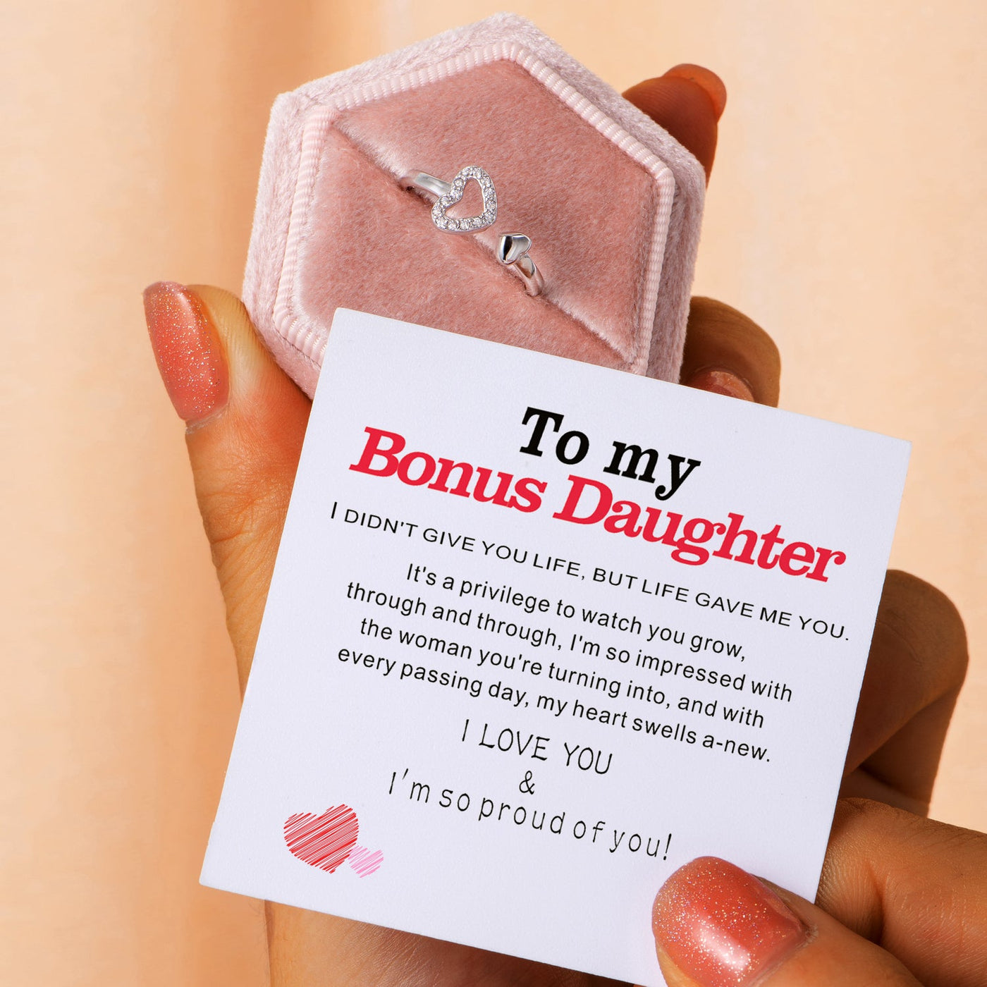 "Love Forever" Double Heart Ring