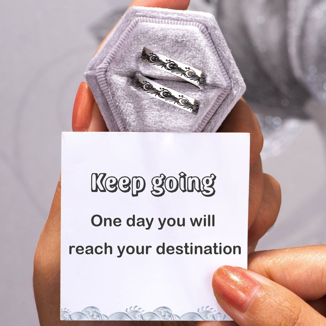 "Keep going. One day you will reach your destination." Adjustable Ring