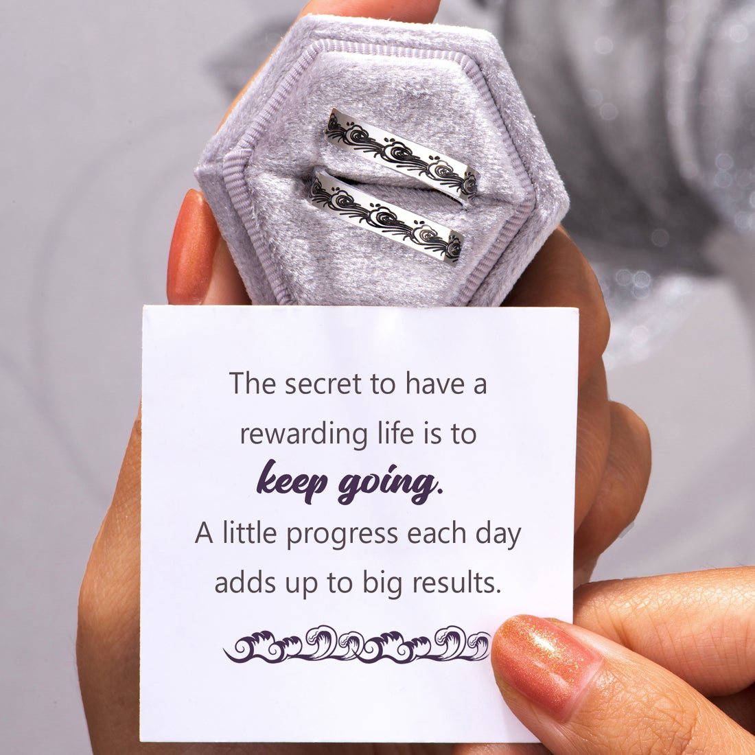 "A little progress each day adds up to big results" Adjustable Ring
