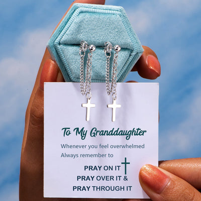 To My Granddaughter "PRAY ON IT PRAY OVER IT & PRAY THROUGH IT" Earring
