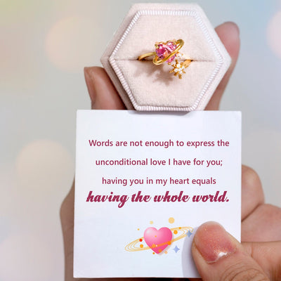"Having you in my heart equals having the whole world" Adjustable Ring
