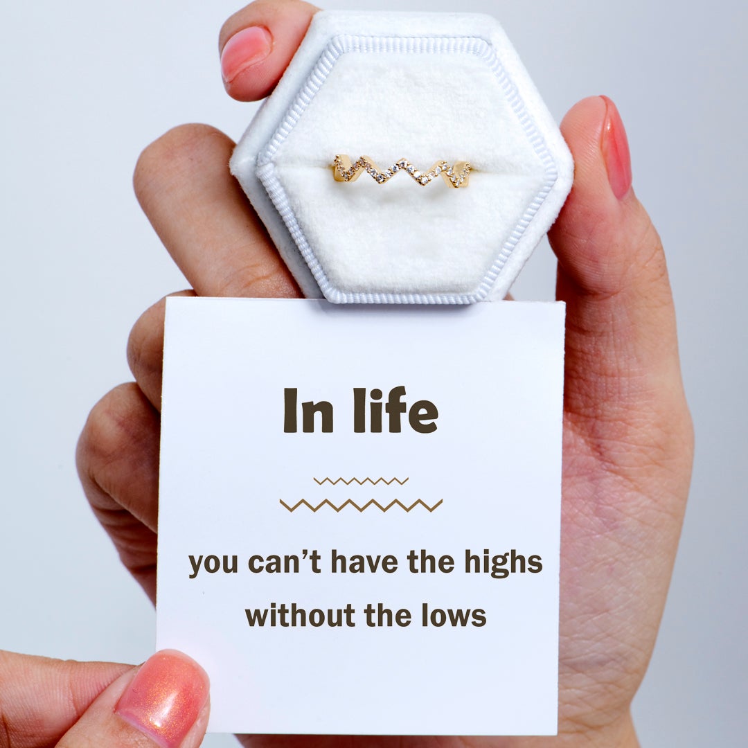 "In life, you can’t have the highs without the lows." S925 Sterling Silver Adjustable Ring