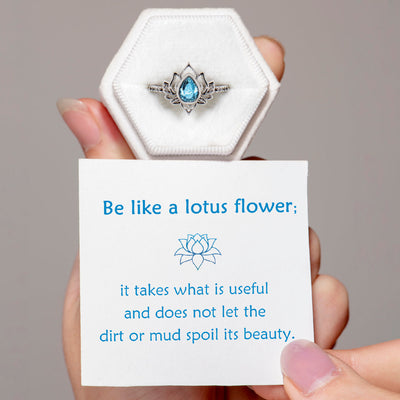 "Be like a lotus flower" S925 Sterling Silver Zircon Ring