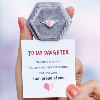 To My Daughter "You are not only kind-hearted but also wise." S925 Sterling Silver Adjustable Ring