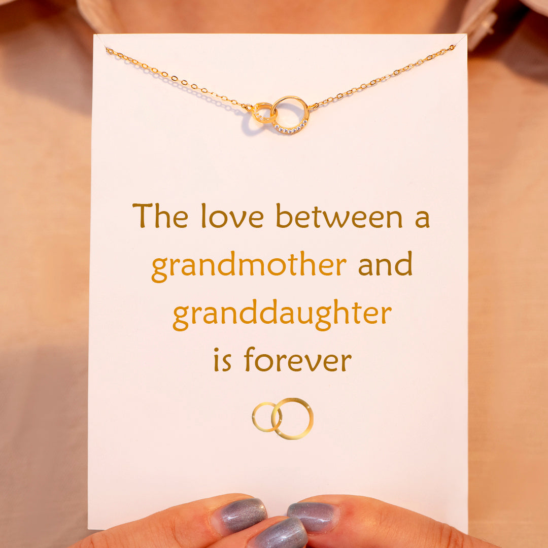 To My Granddaughter "The love between a grandmother and granddaughter is forever" Double Ring Necklace