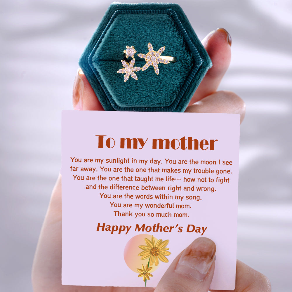 To My Mother "My wonderful mom" Sunshine Ring