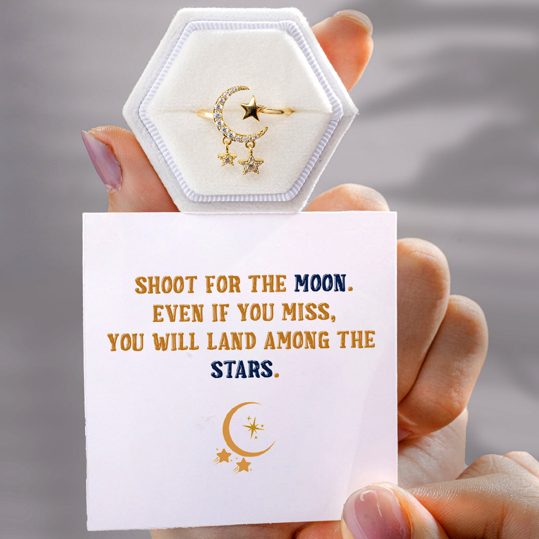 "Shoot for the moon" Adjustable Ring