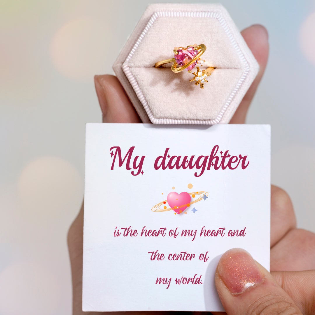 "My daughter is the heart of my heart and the center of my world." Adjustable Ring