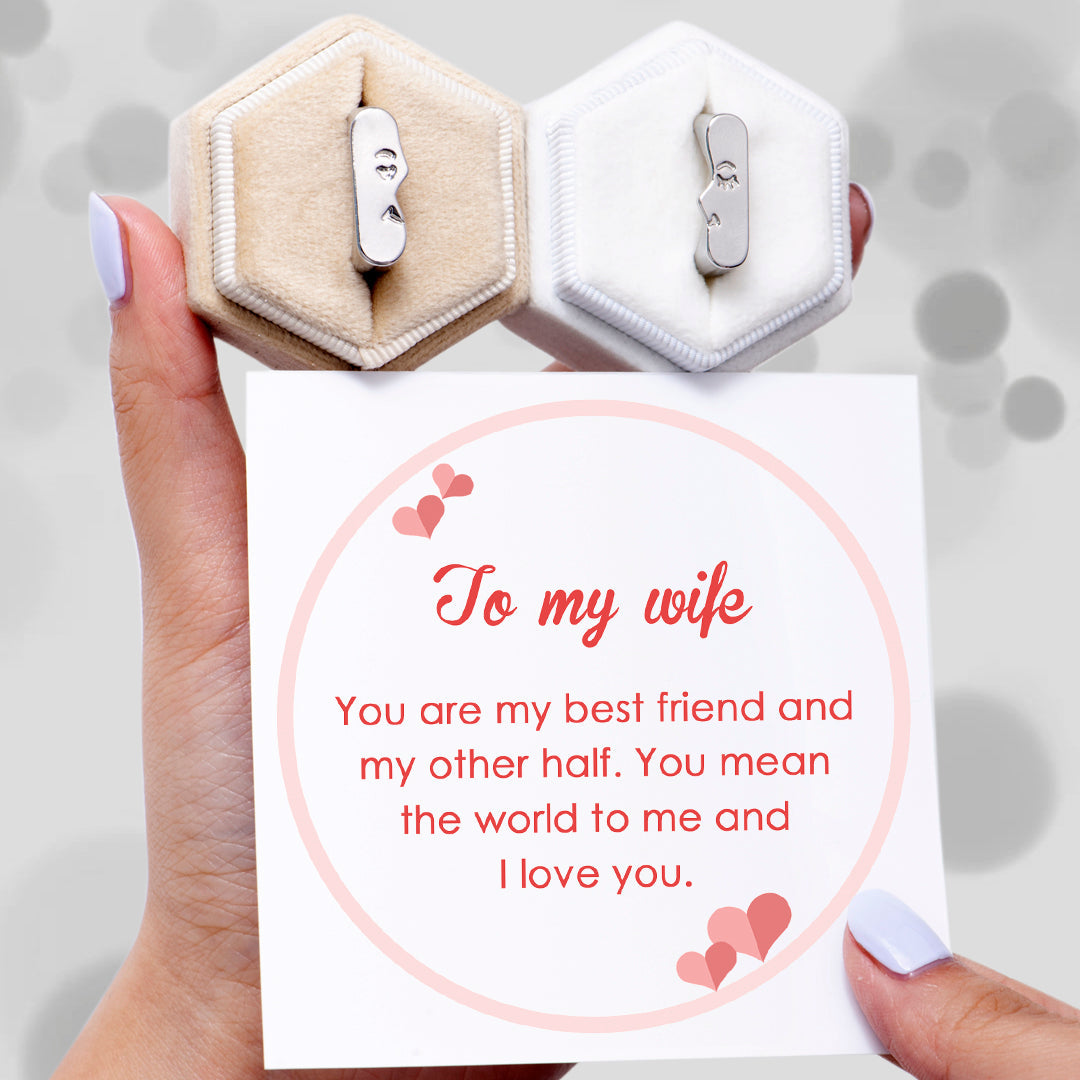 To My Wife "You mean the world to me" Set of Adjustable Rings