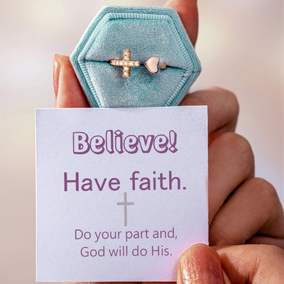 "Believe! Have faith. Do your part and, God will do His." Adjustable Ring