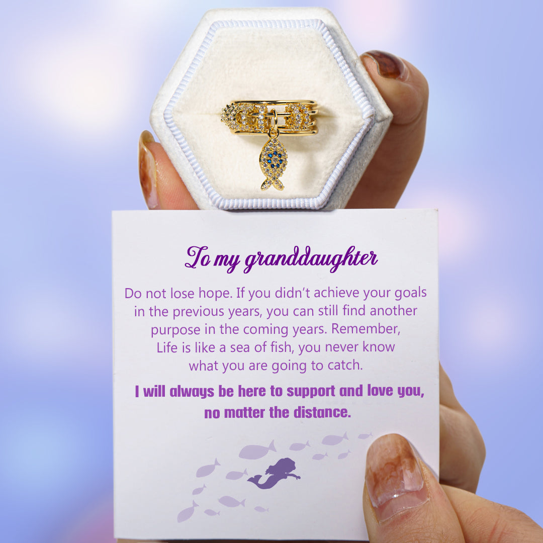 To My Granddaughter "Do not lose hope" Fish Charm Ring