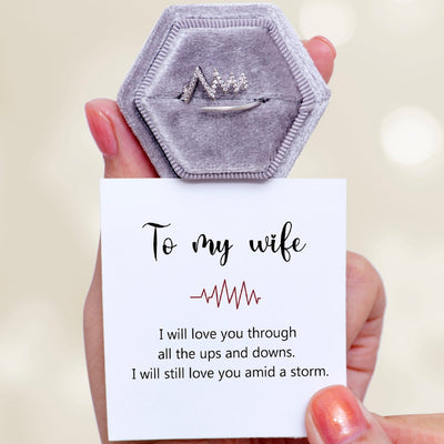 To My Wife "I will love you through all the ups and downs" Adjustable Ring