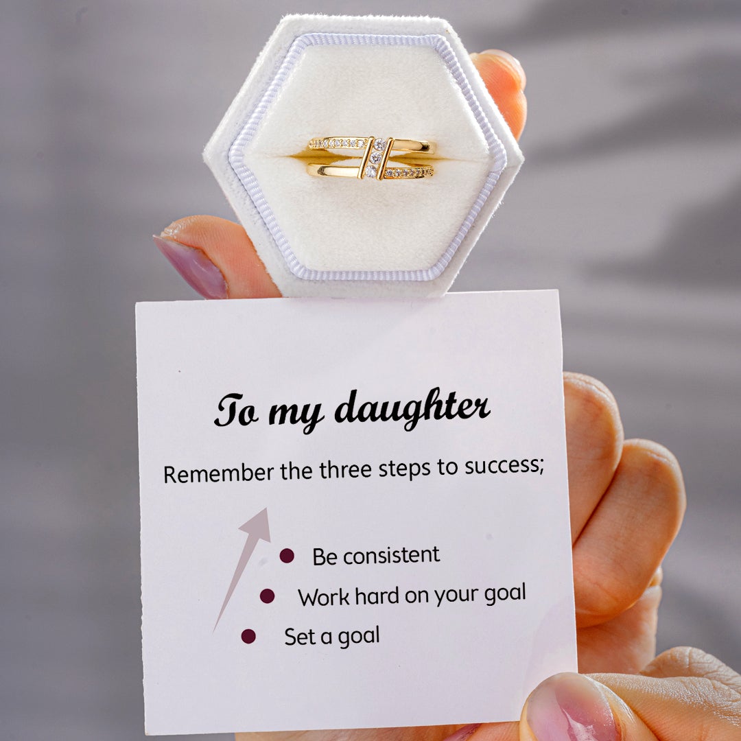 To My Daughter "Three steps to success" Adjustable Ring