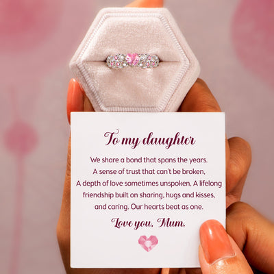 To My Daughter "Our hearts beat as one" Ring