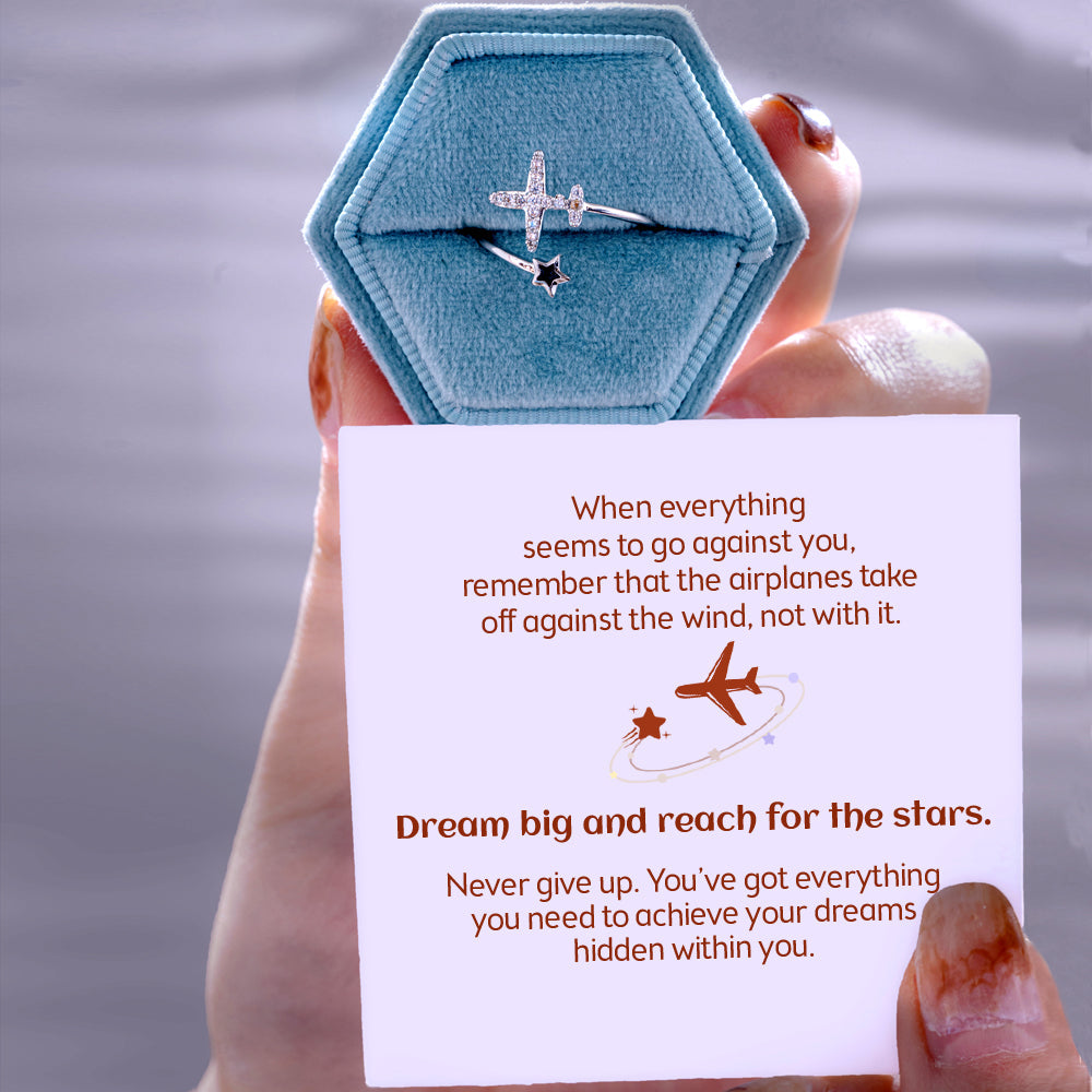 "Dream big and reach for the stars" Airplane Ring