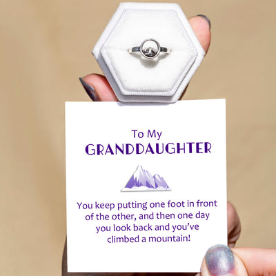 To My Granddaughter "You’ve climbed a mountain" Adjustable Mountain Ring