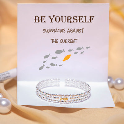 "Swimming against the current" Gold Fish Bracelet