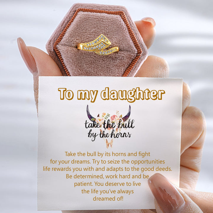 To My Daughter "Take the bull by its horns" 18K Gold Plated Ring