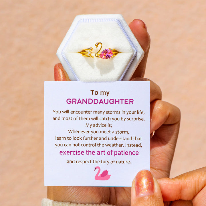 To My Granddaughter "Exercise patience" Pink Ring