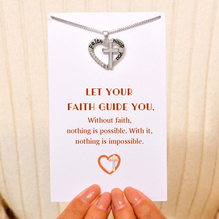 "Faith guide you" Cross Heart Necklace
