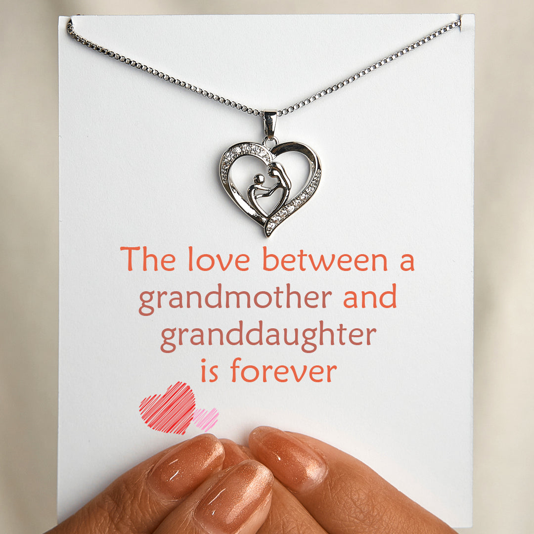 "The love between a grandmother and granddaughter is forever" Face to Face Necklace