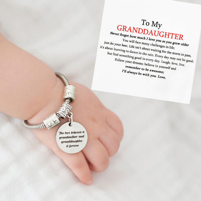 [Custom Name] To My Granddaughter "The love between a grandmother and granddaughter is forever" Charm Bracelet