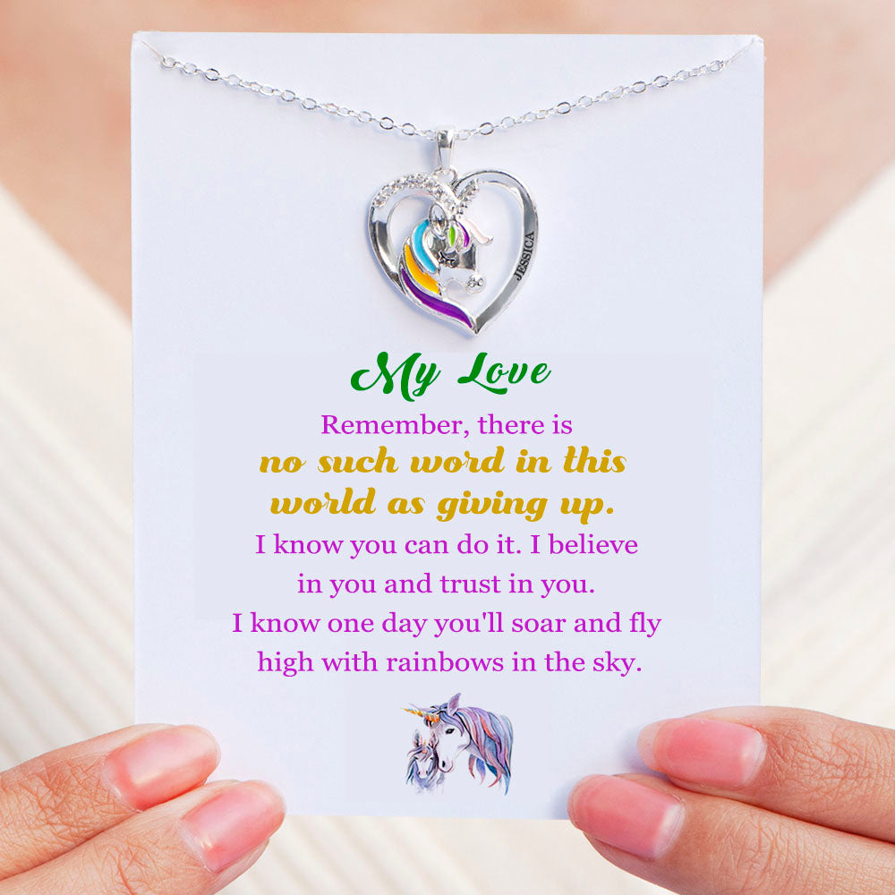 [Children’s Necklace] "One day you'll soar and fly high with rainbows in the sky." Unicorn Necklace