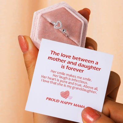 "The love between a mother and daughter is forever" Double Heart Ring