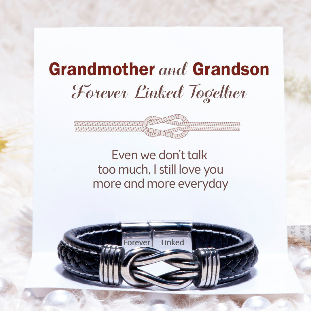 To My Grandson "Love you more and more everyday" Leather Braided Bracelet