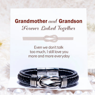 To My Grandson "Love you more and more everyday" Leather Braided Bracelet