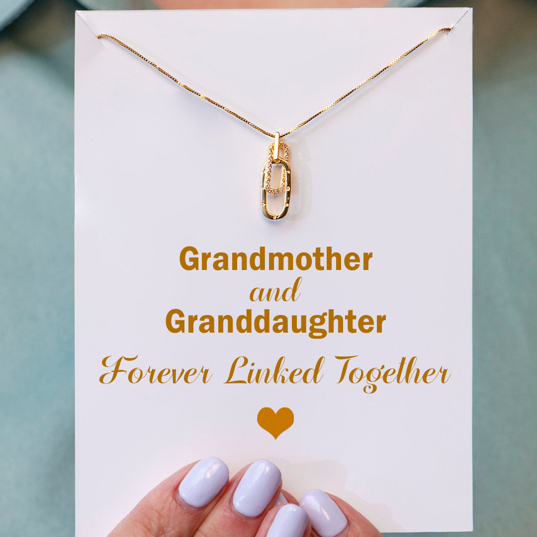"Grandmother and Granddaughter Forever Linked Together" Interlocking Necklace
