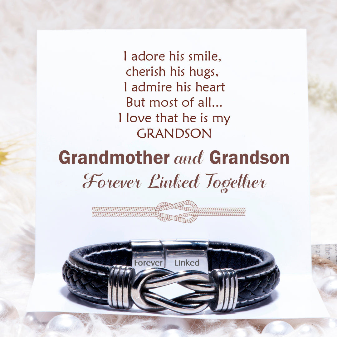 To My Grandson "I love that he is my GRANDSON" Leather Braided Bracelet