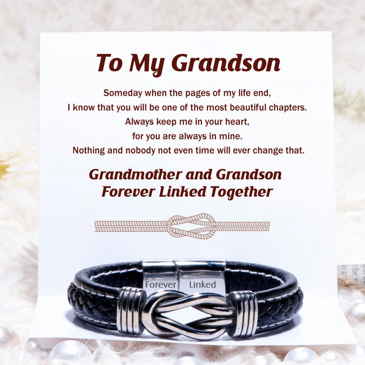 Grandma Grandson Bracelet gift card with loving message from grandma to grandson.